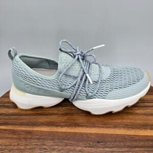 Sorel Kinetic Impact Lace Shoes Women's 9.5 Gray Mesh Leather Athletic Sneakers